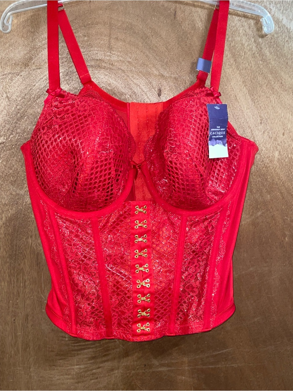 Cacique Red Lace Longline Corset Bra